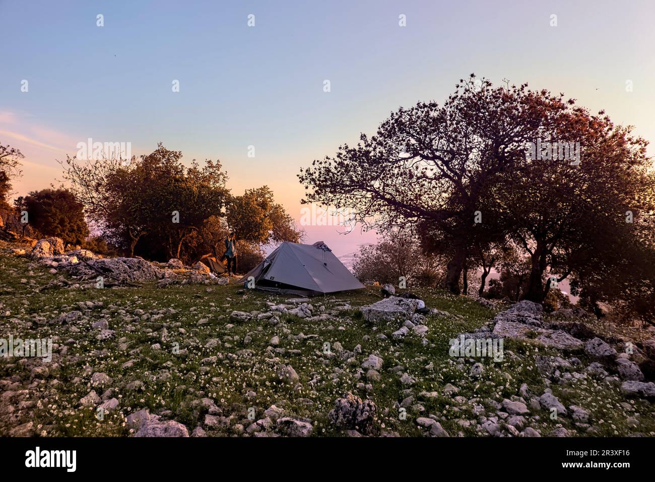 Campeggio alle rovine di Belos sulla Via Licia, Demre, Turchia Foto Stock