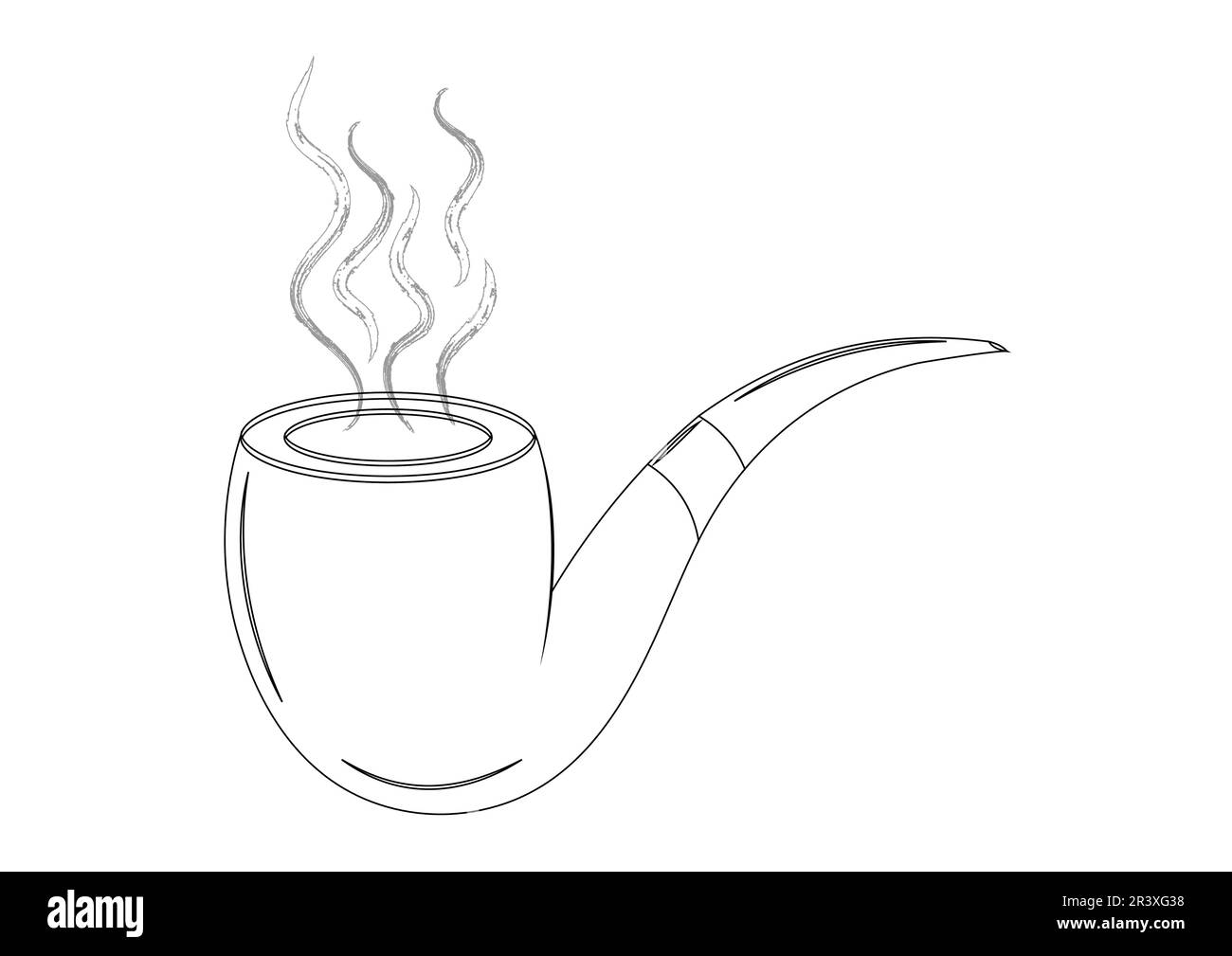 Design piatto in bianco e nero vintage Tobacco Pipe. Colorazione pagina di un tubo di tabacco Illustrazione Vettoriale