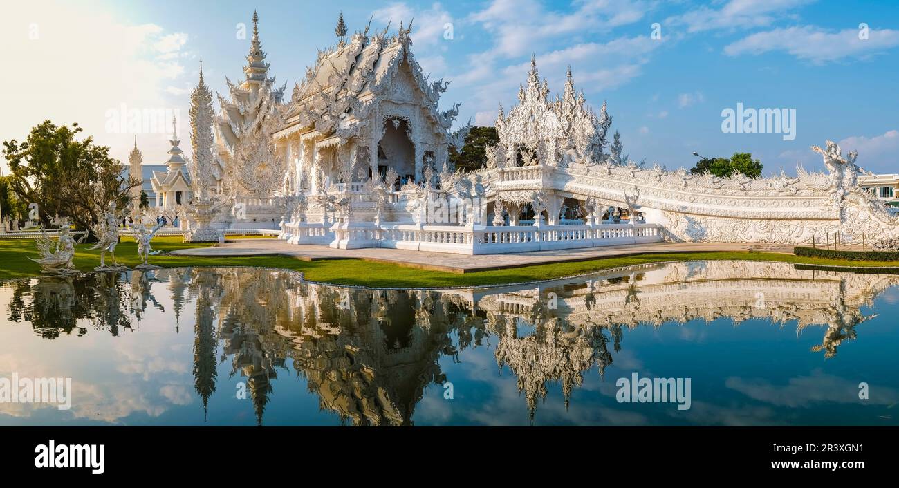 Tempio bianco Chiang Rai Thailandia, Wat Rong Khun, noto anche come Tempio bianco, a Chiang Rai, Thailandia. Foto Stock
