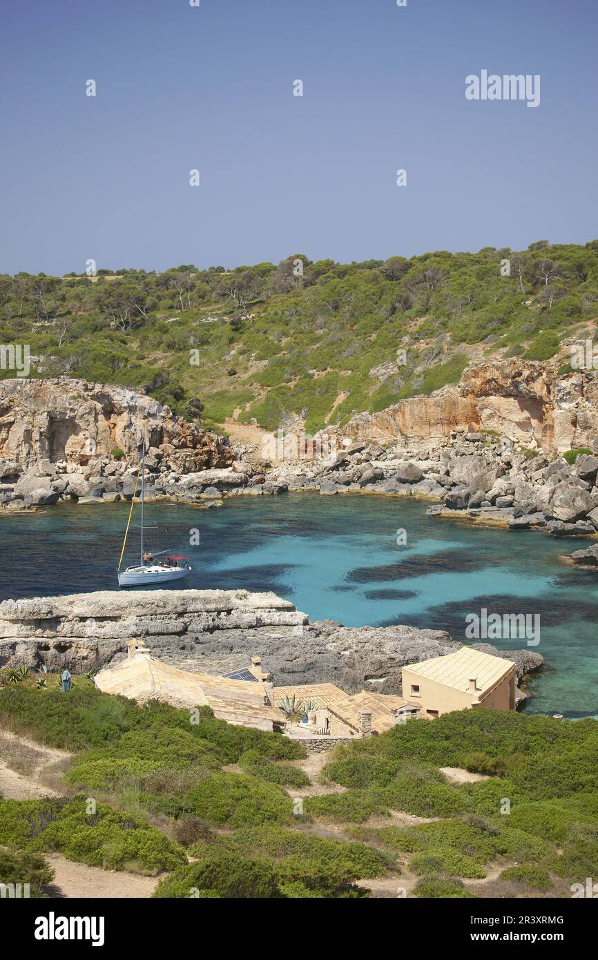 S'Almonia, cala. Santanyi. Migjorn.Mallorca.Baleares.España. Foto Stock