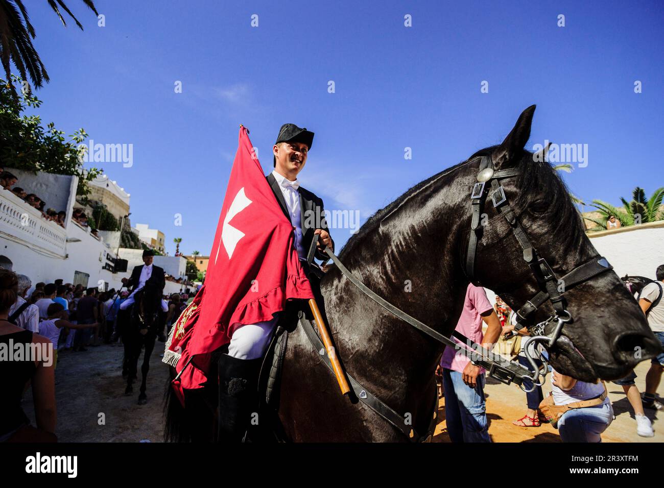 Pruebas de los juegos del PLA, Fiestas de Sant Joan. Ciutadella.,Menorca Islas Baleares,España. Foto Stock