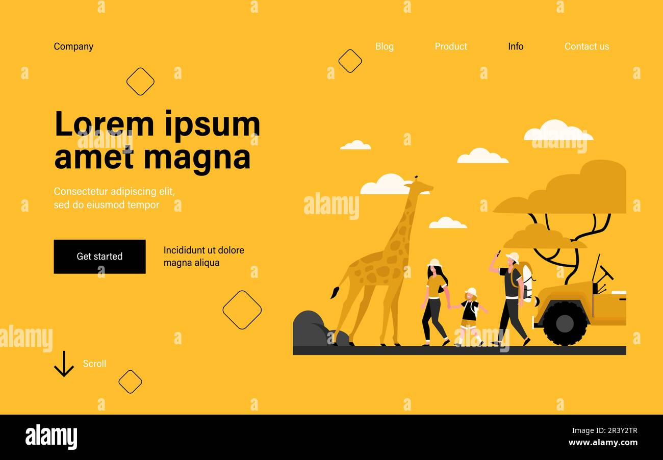 Turisti che camminano nella savana africana Illustrazione Vettoriale