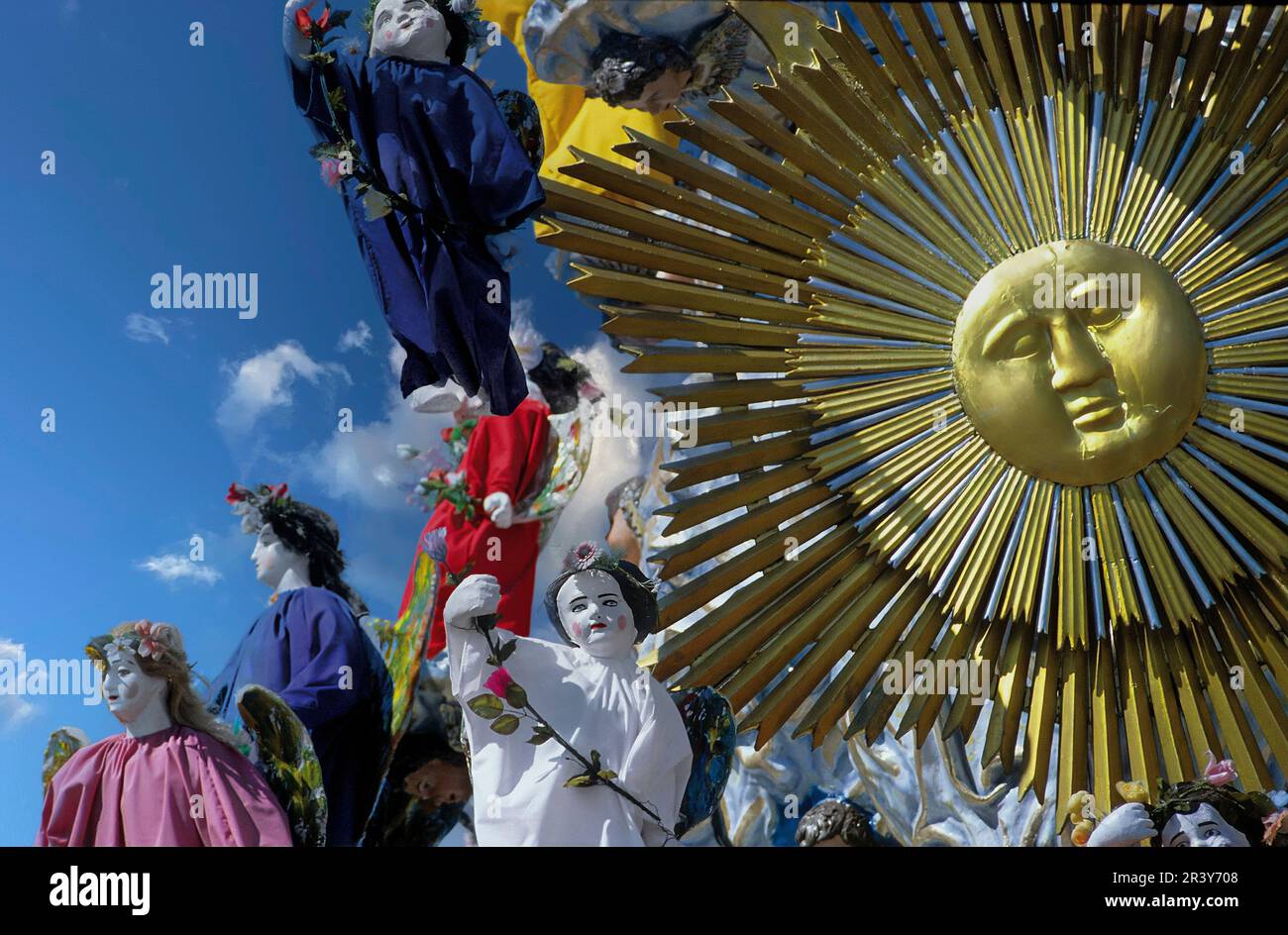 Italia Sicilia Messina Vacanza di Vara e Giganti ( Festa della Vara e dei Giganti ) - la Vara con angeli Foto Stock