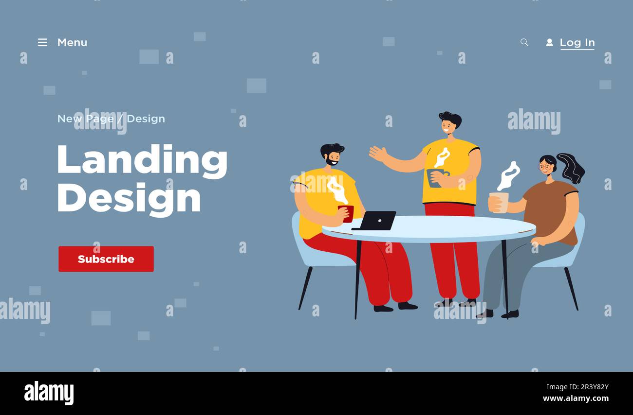 Brainstorming dei dipendenti durante la pausa caffè Illustrazione Vettoriale