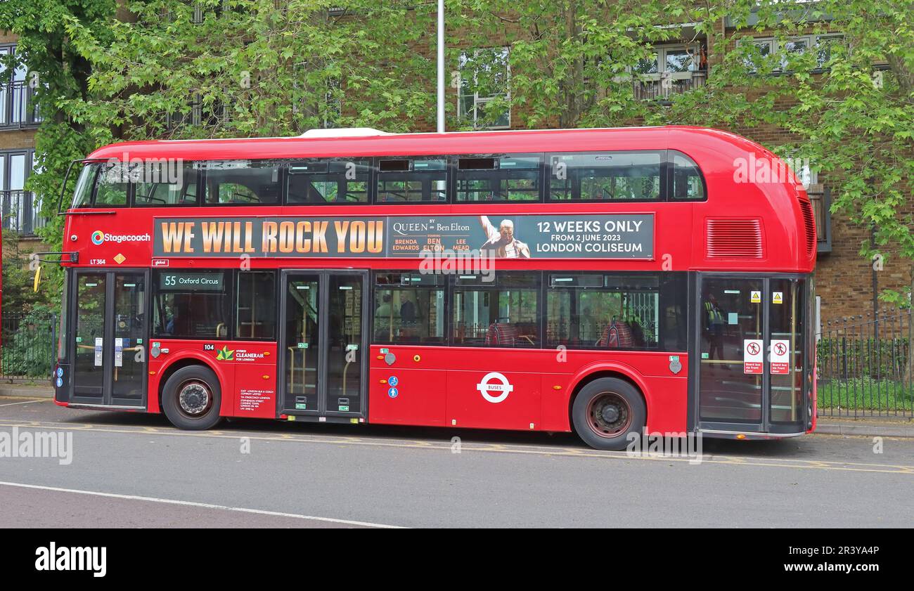 Servizio autobus Walthamstow 55 Oxford Circus, Red routemasters Borisbus, a Selborne Road, Walthamstow, Londra, INGHILTERRA, REGNO UNITO, E17 7LP Foto Stock