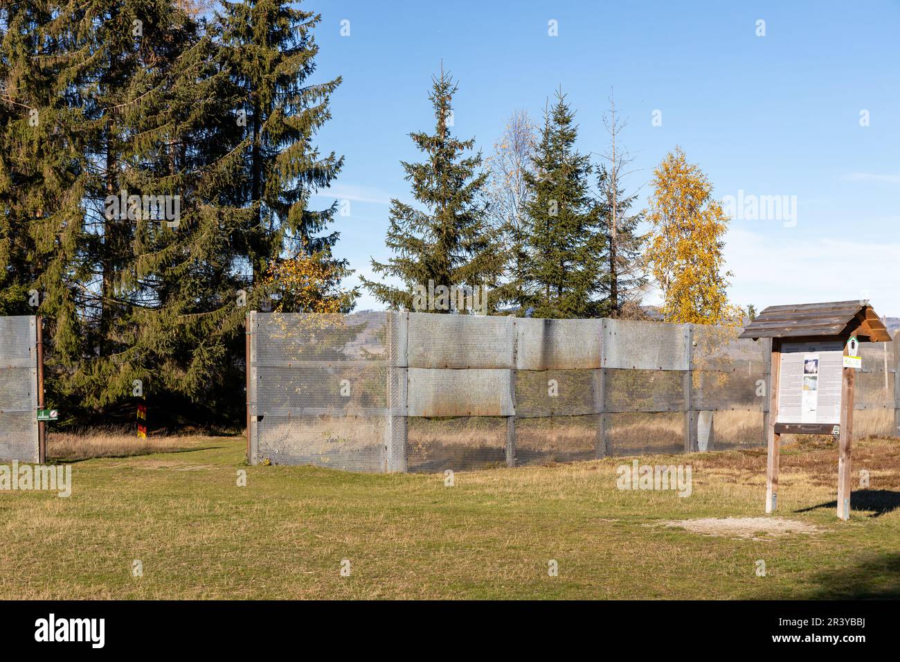 Ring of Remembrance Border Trail Museo di confine sorgono nelle montagne Harz Foto Stock