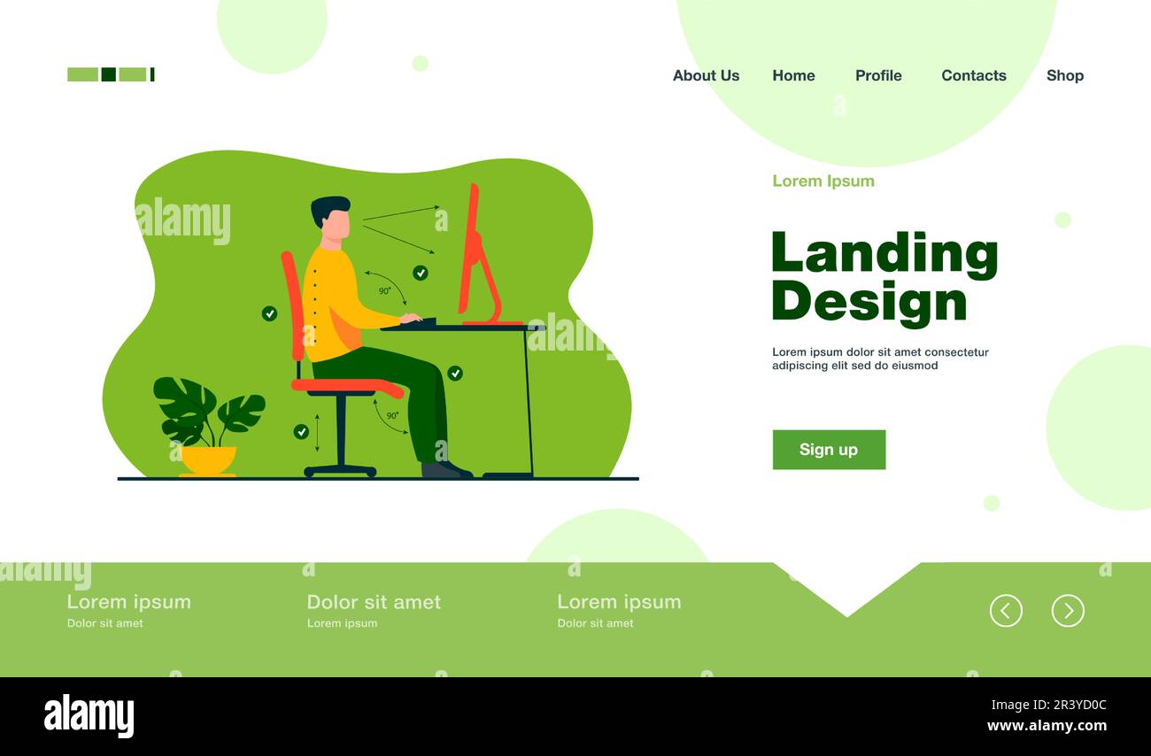 Istruzioni per la posa corretta durante il lavoro d'ufficio Illustrazione Vettoriale