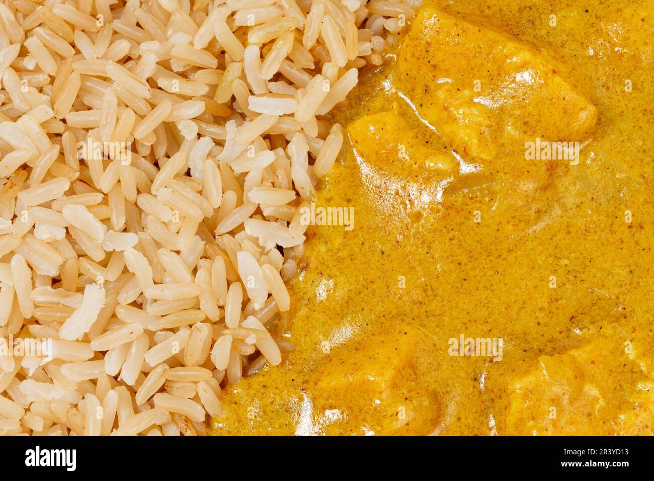 Korma di pollo con riso integrale Foto Stock