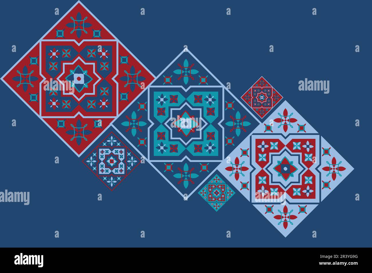 Marocco piastrelle texture sfondo. Piastrella decorativa in ceramica colorata. Design colorato. Set di pattern vettoriali senza giunture. Illustrazione Vettoriale