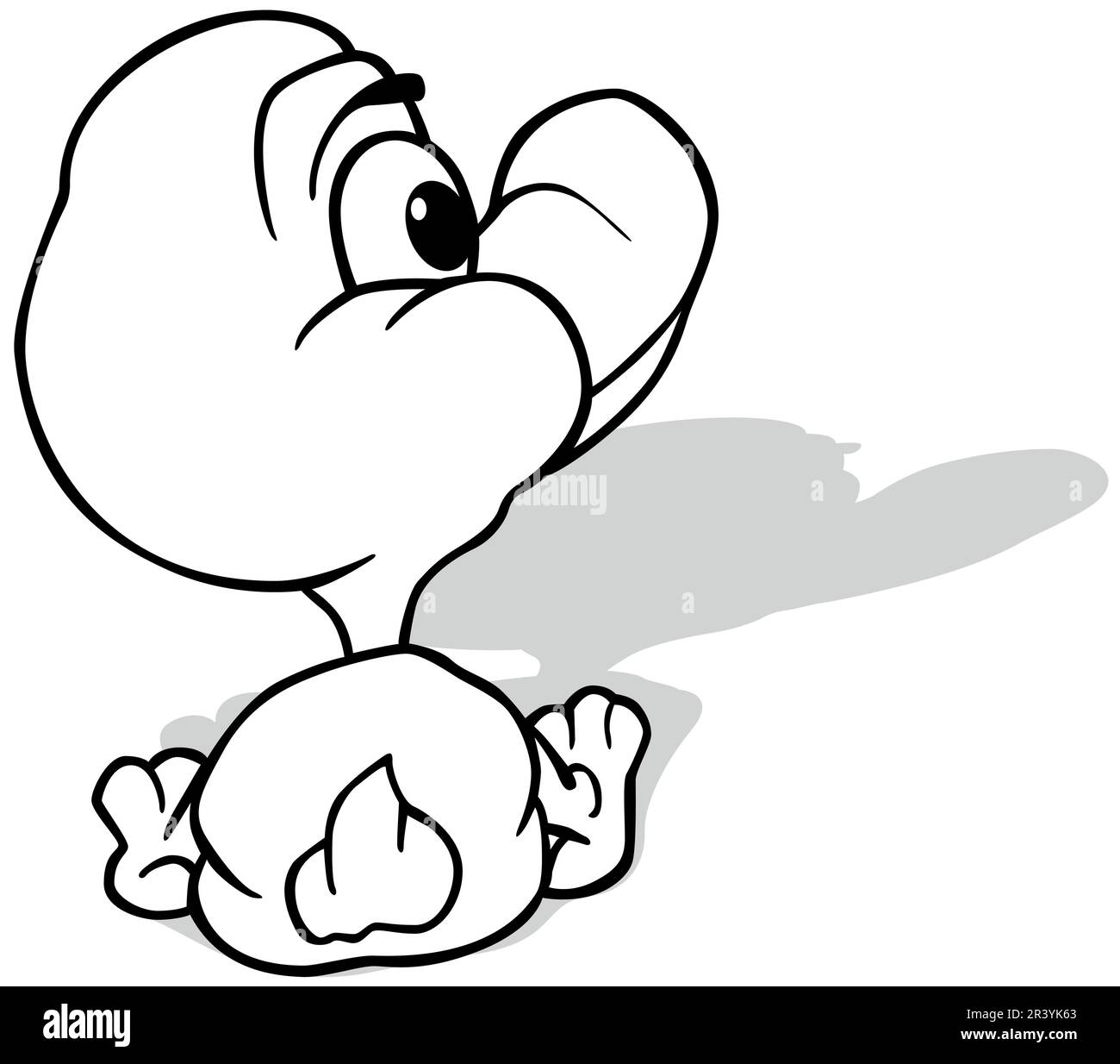 Disegno di un ridacchiante seduto dalla vista posteriore Illustrazione Vettoriale