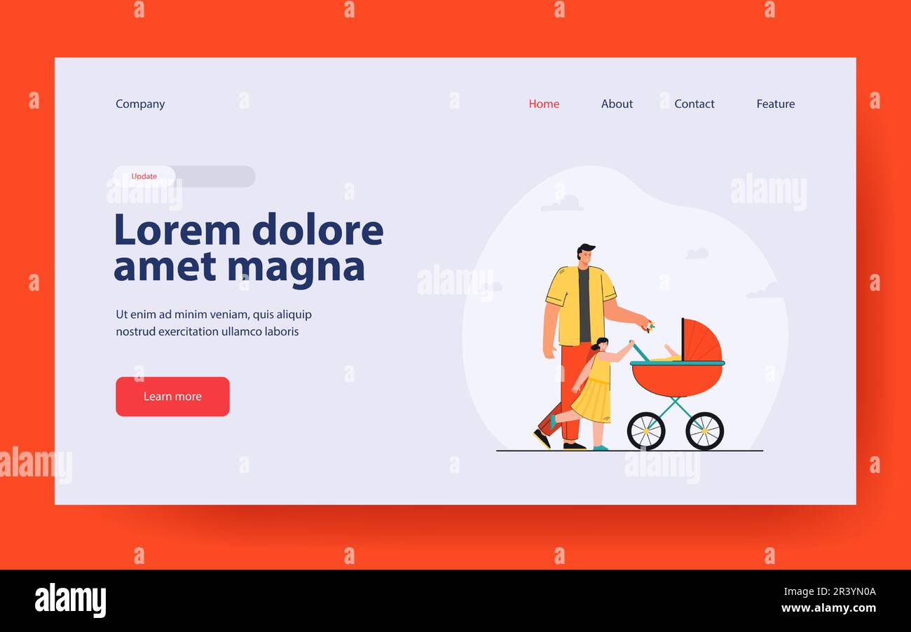 Padre cammina con i suoi figli Illustrazione Vettoriale