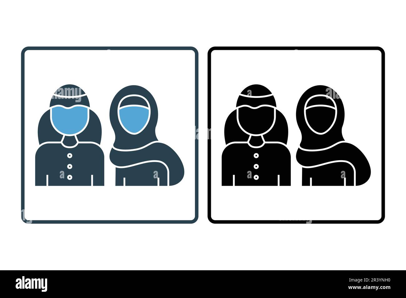 Popolo Saudita Icon.Man e Donna in tradizionale sciarpa musulmana shemakh capo. Design a icone solido. Semplice disegno vettoriale modificabile Illustrazione Vettoriale