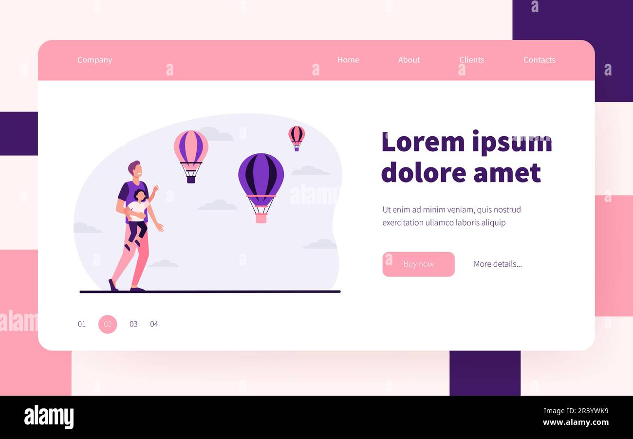 Buon padre e figlio che guardano le mongolfiere Illustrazione Vettoriale