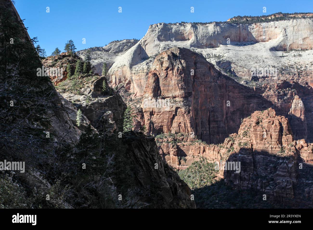 Percorso del punto di osservazione nel Parco Nazionale di Zion, Utah. Foto Stock