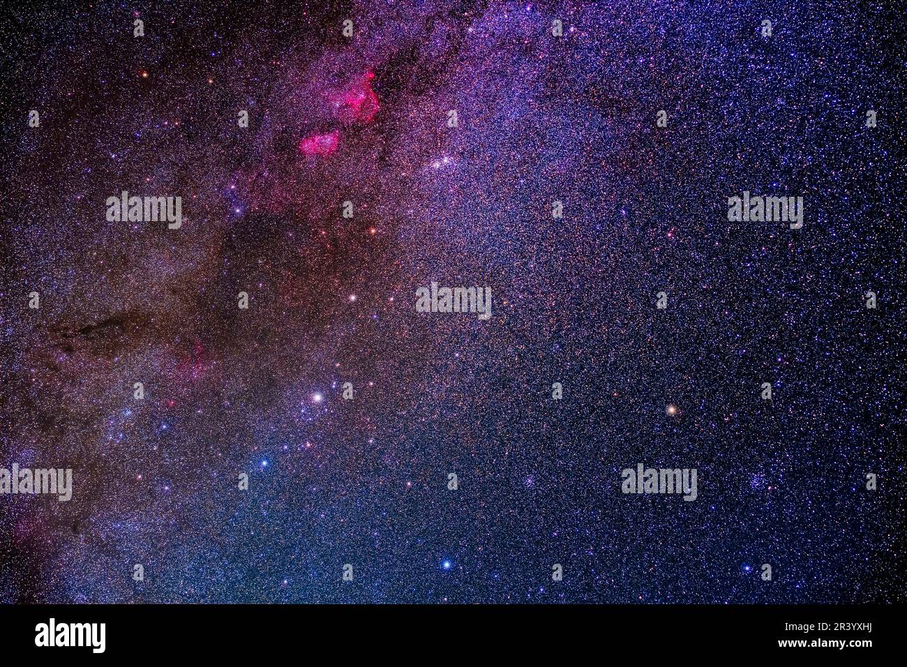 I colori del Perseo, che incarnano le nebulose luminose e scure al suo interno. Foto Stock