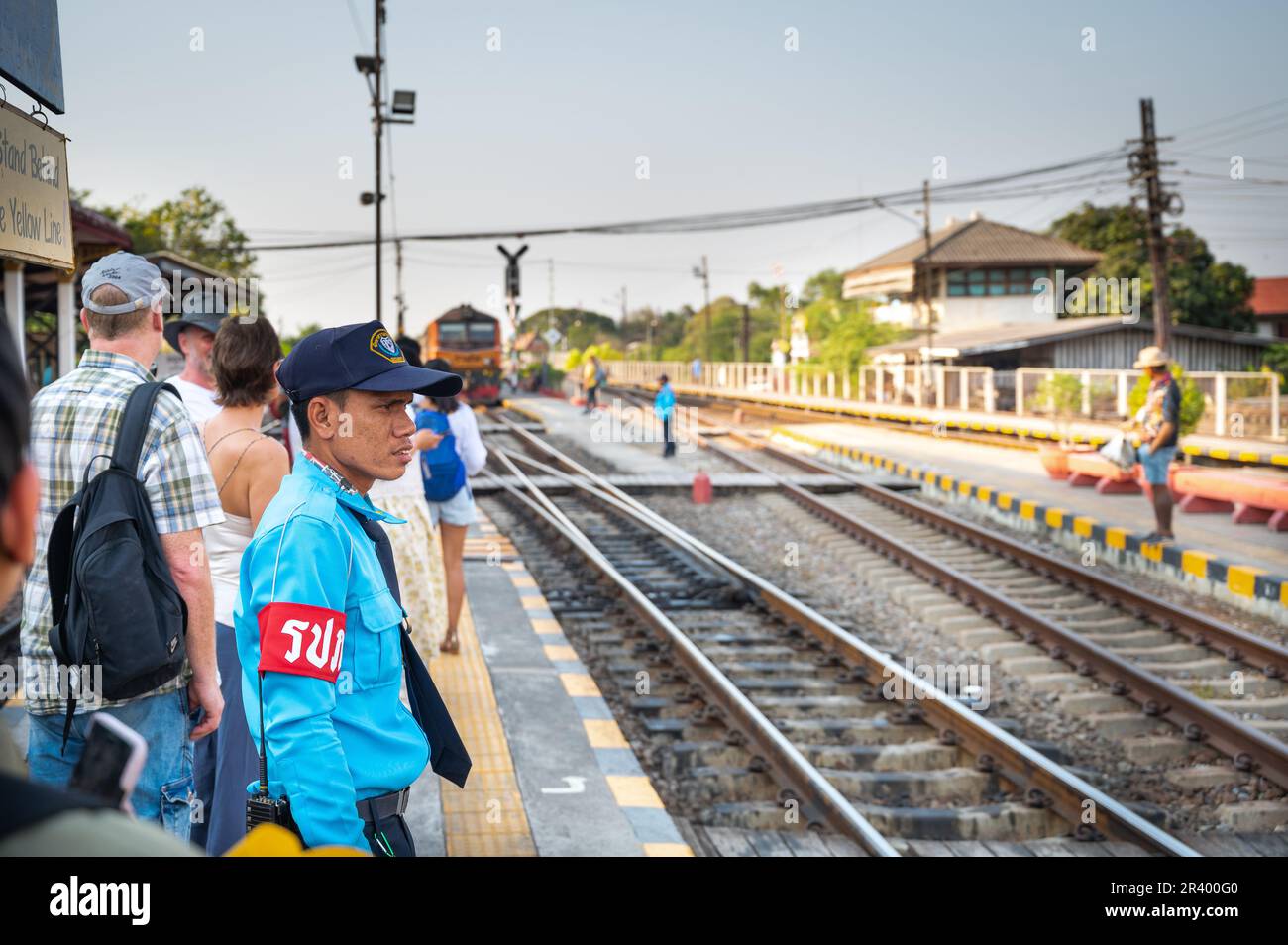 Atthuya stazione ferroviaria. Atthuya è una città in Thailandia a circa 80 km a nord di Bangkok. Era la capitale del Regno del Siam Foto Stock