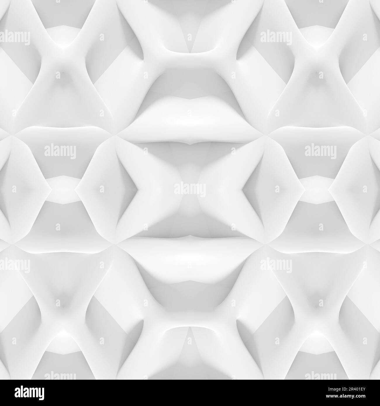 Motivo geometrico astratto ombreggiato in bianco. Stile carta Origami. Sfondo di rendering 3D. Foto Stock