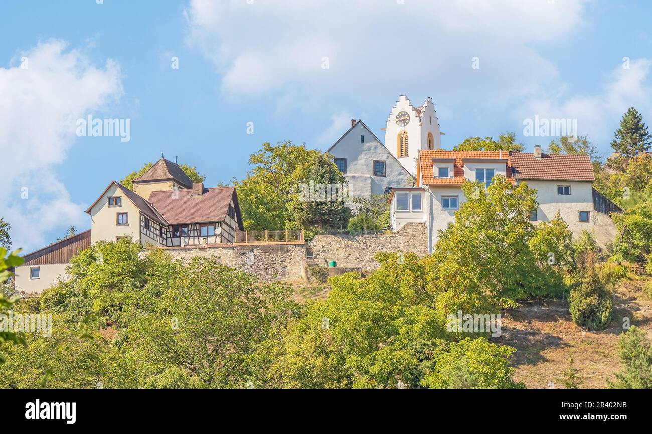 Città alta, Aach im Hegau con St. Nicholas Foto Stock