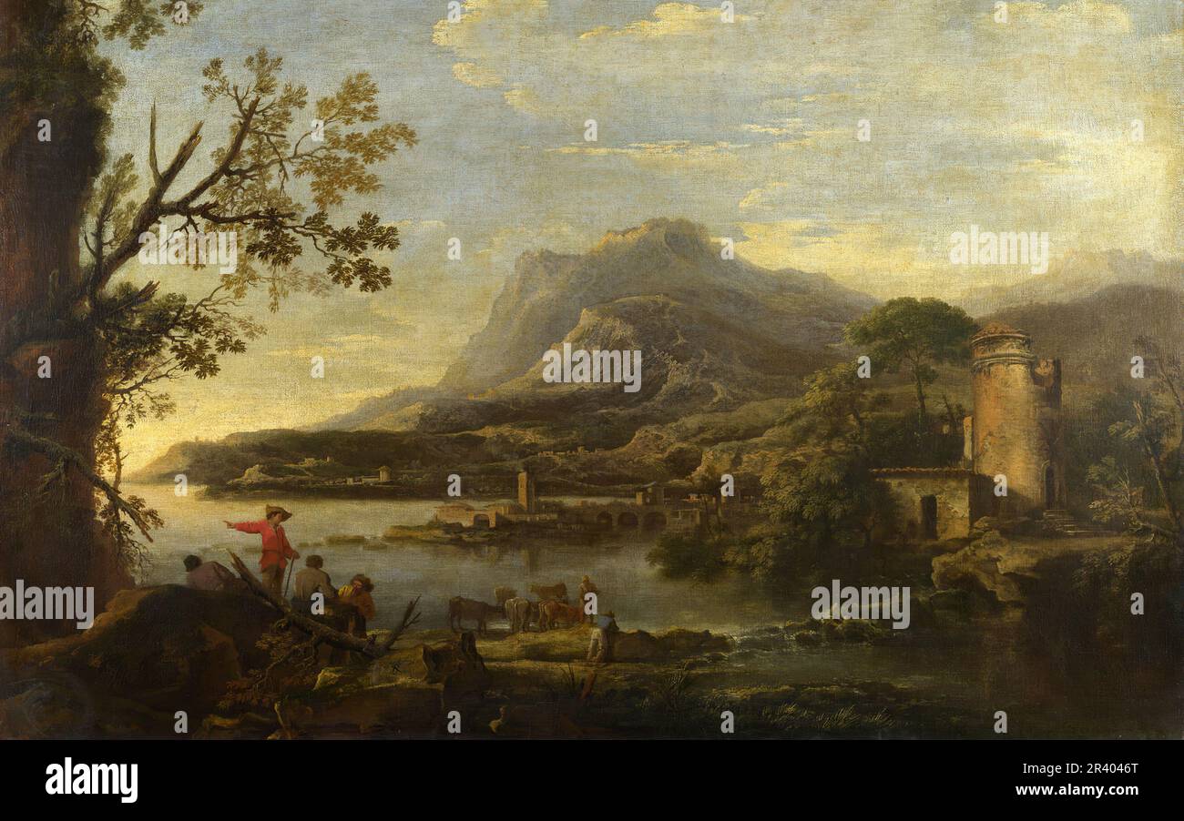 Titolo completo: A Coastal Scene artista: Style of Salvator Rosa Data di creazione: Probabilmente 18th ° secolo Foto Stock