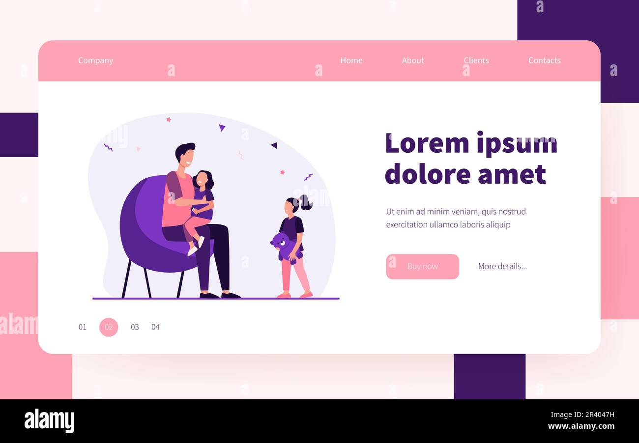 Papà che presta attenzione ad un solo bambino Illustrazione Vettoriale