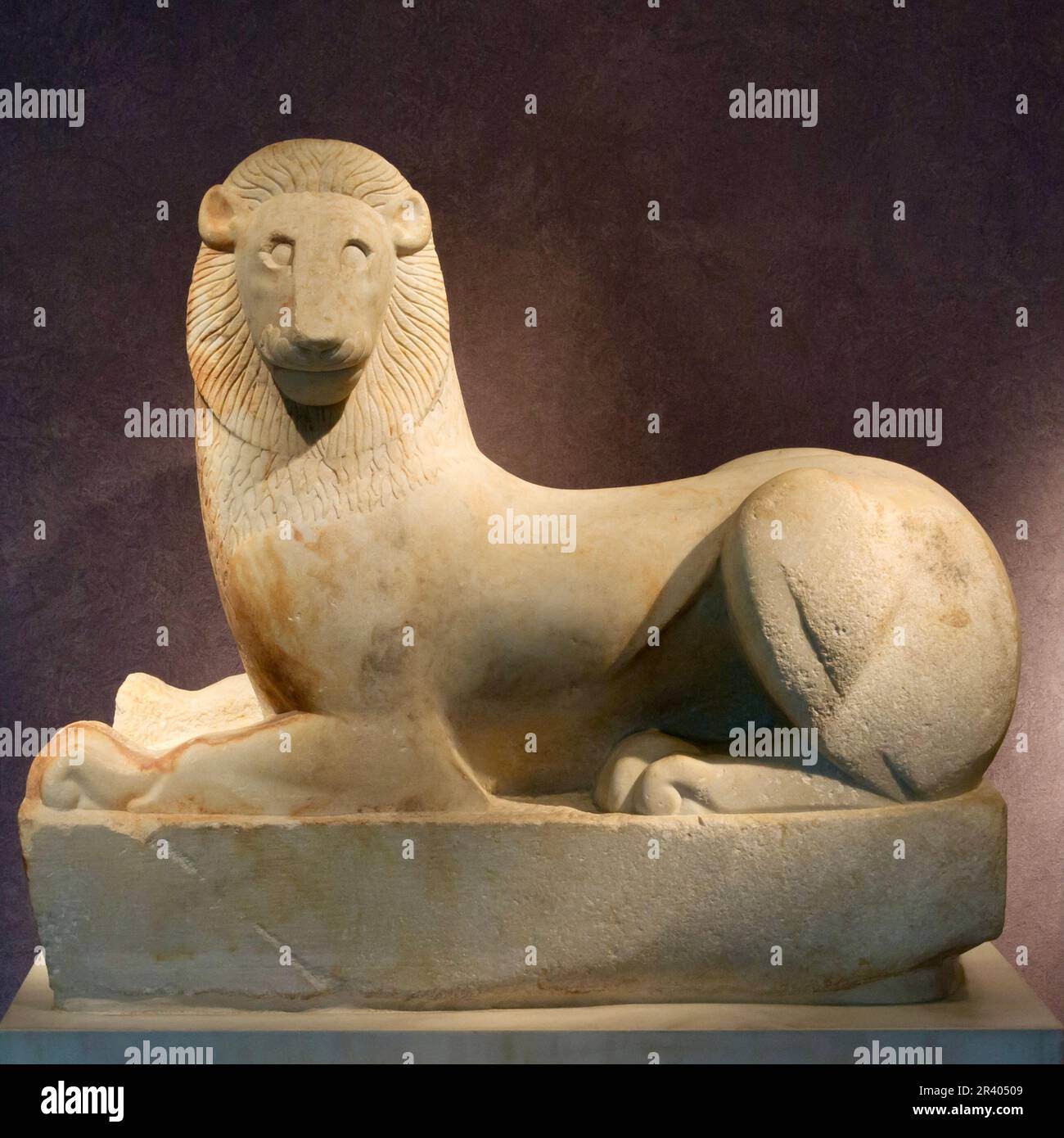 Leone della porta Sacra, marmo, ca. 590 a.C., Museo Kerameikos, Atene, Grecia. Foto Stock