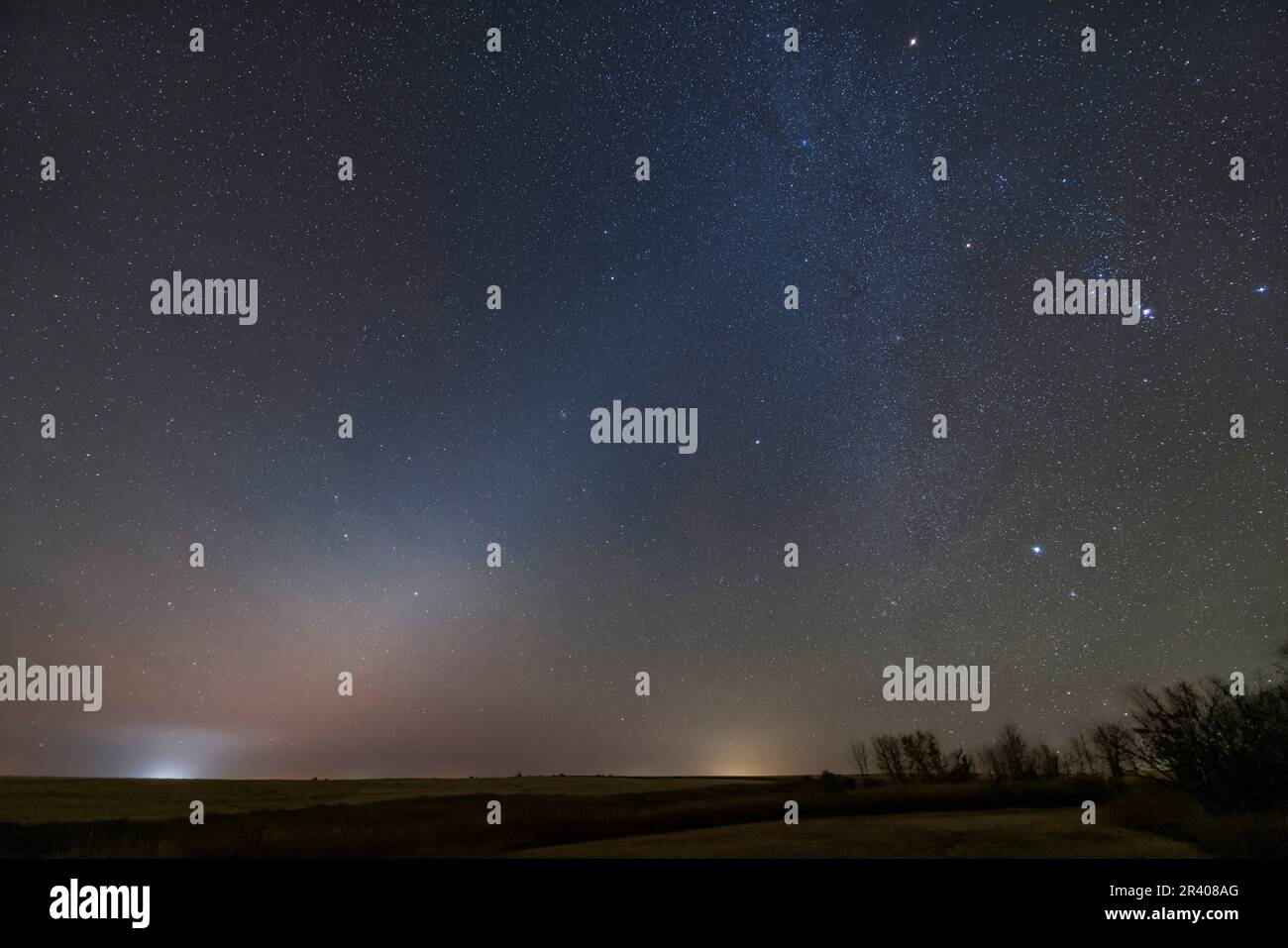 La luce zodiacale all'alba in una mattinata autunnale ad Alberta, Canada. Foto Stock