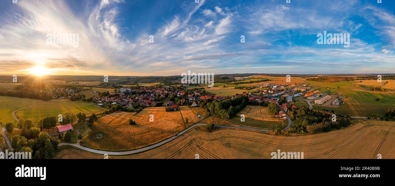 Foto aeree dal tramonto di Allrode Harz Foto Stock