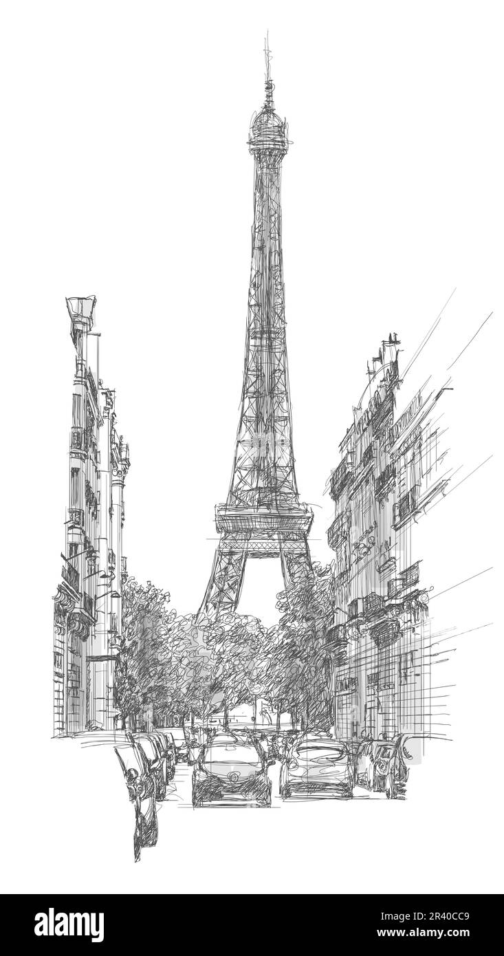 Torre Eiffel isolata - illustrazione vettoriale (ideale per la stampa, poster o carta da parati, decorazione della casa) Illustrazione Vettoriale