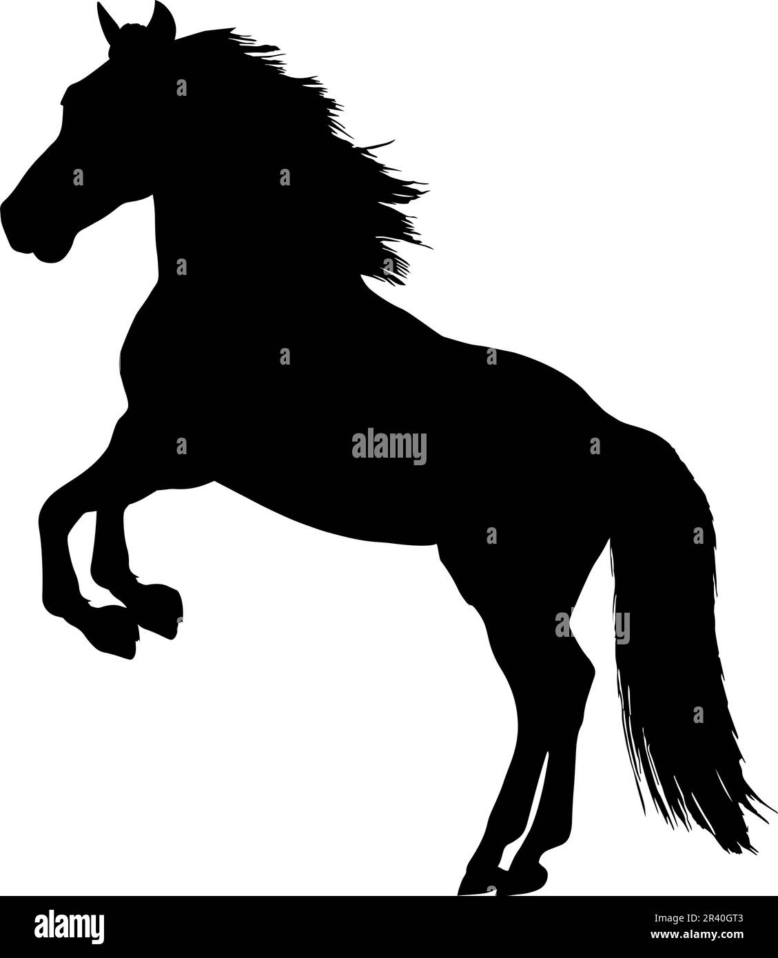 La silhouette del Cavallo da allevamento è isolata su sfondo bianco. illustrazione vettoriale Illustrazione Vettoriale