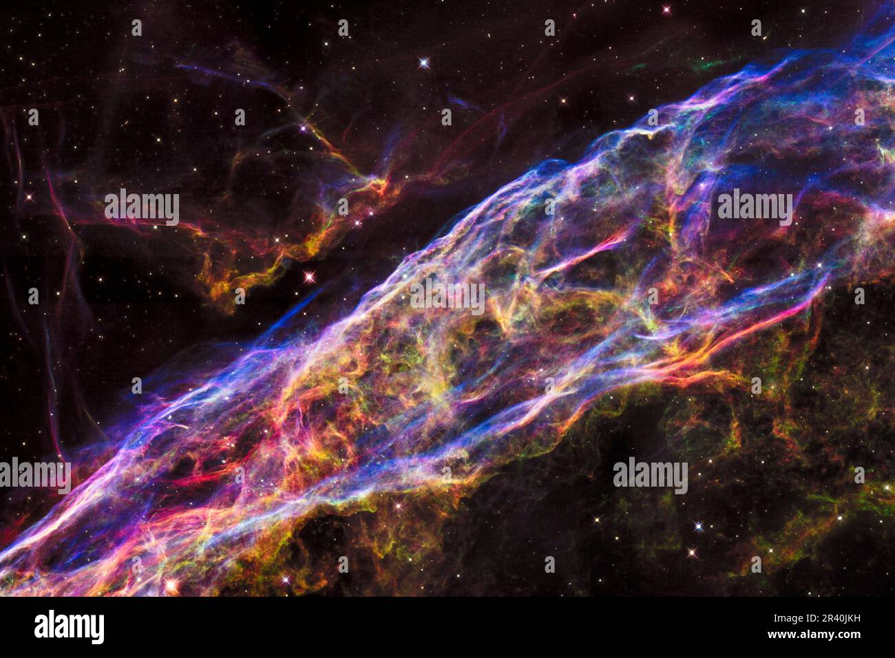 Particolare di una piccola sezione della Nebula Veil, nota come NGC 6960, la Nebula della Strega. Foto Stock