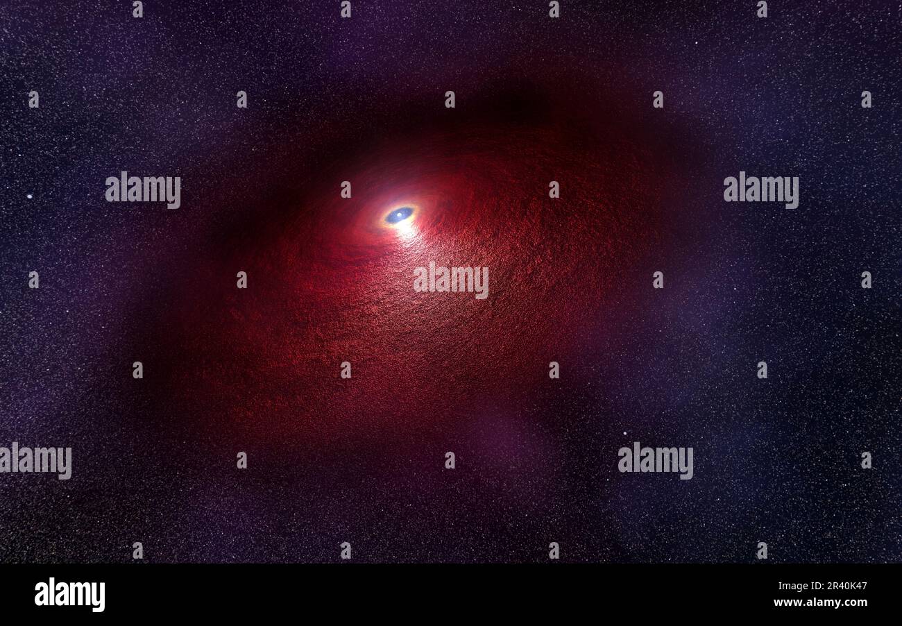 Immagine di una stella di neutroni con un disco di polvere calda. Foto Stock