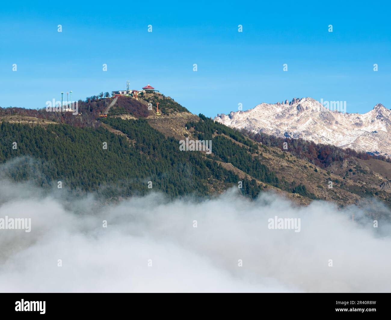 Veduta aerea di cerro otto all'alba. San carlos de Bariloche, Argentina. Foto Stock
