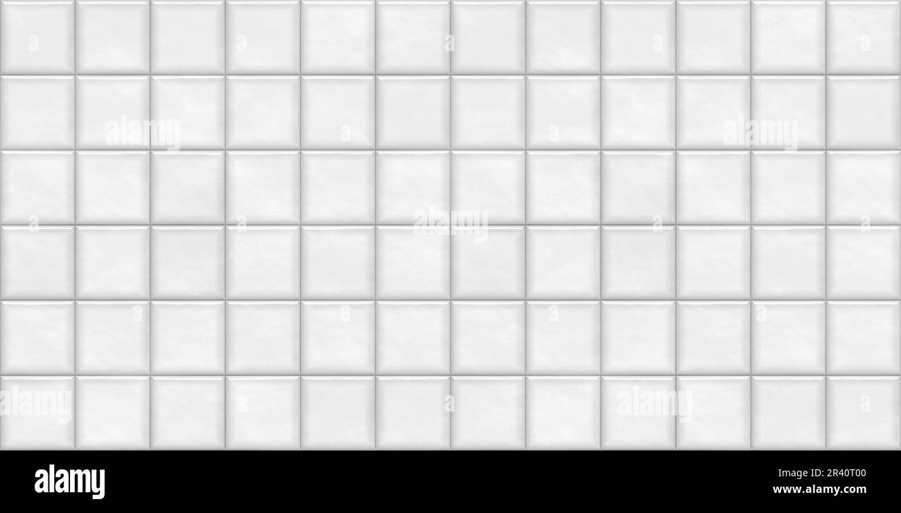 Trasparente bianco lucido moderno lucido ceramica quadrato piastrelle di sfondo texture overlay. Cucina o bagno parete, pavimento o piano. Porcellana di lusso i Foto Stock
