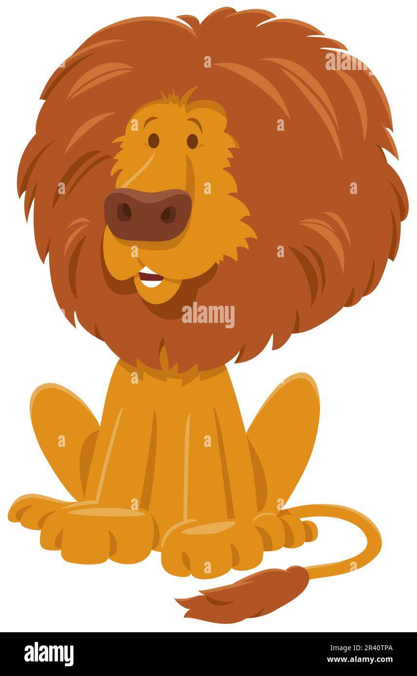 Divertente cartone animato africano leone carattere animale selvaggio Foto Stock