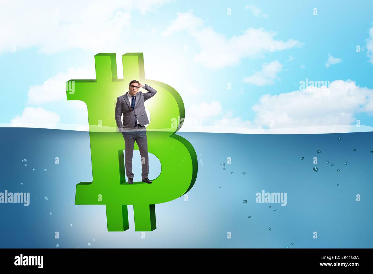 Concetto di bitcoin perdere il suo valore Foto Stock