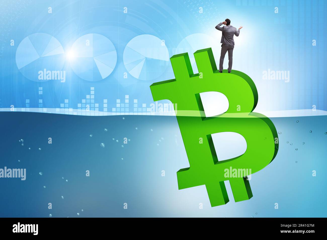 Concetto di bitcoin perdere il suo valore Foto Stock