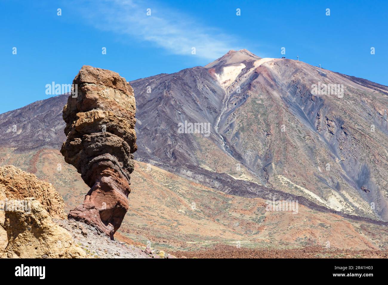 Picco del vulcano Teide sull'isola di Tenerife, nella montagna più alta delle isole Canarie in Spagna Foto Stock