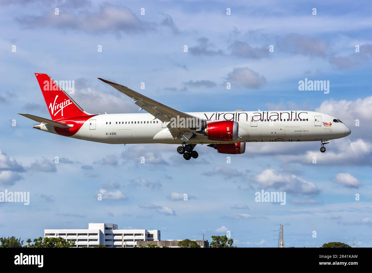 Virgin Atlantic Boeing 787-9 Dreamliner Aircraft Miami aeroporto negli Stati Uniti Foto Stock