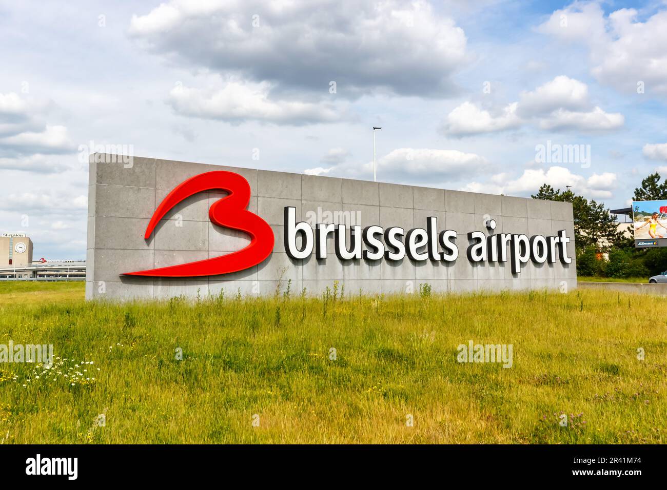 Logo dell'aeroporto di Bruxelles in Belgio Foto Stock
