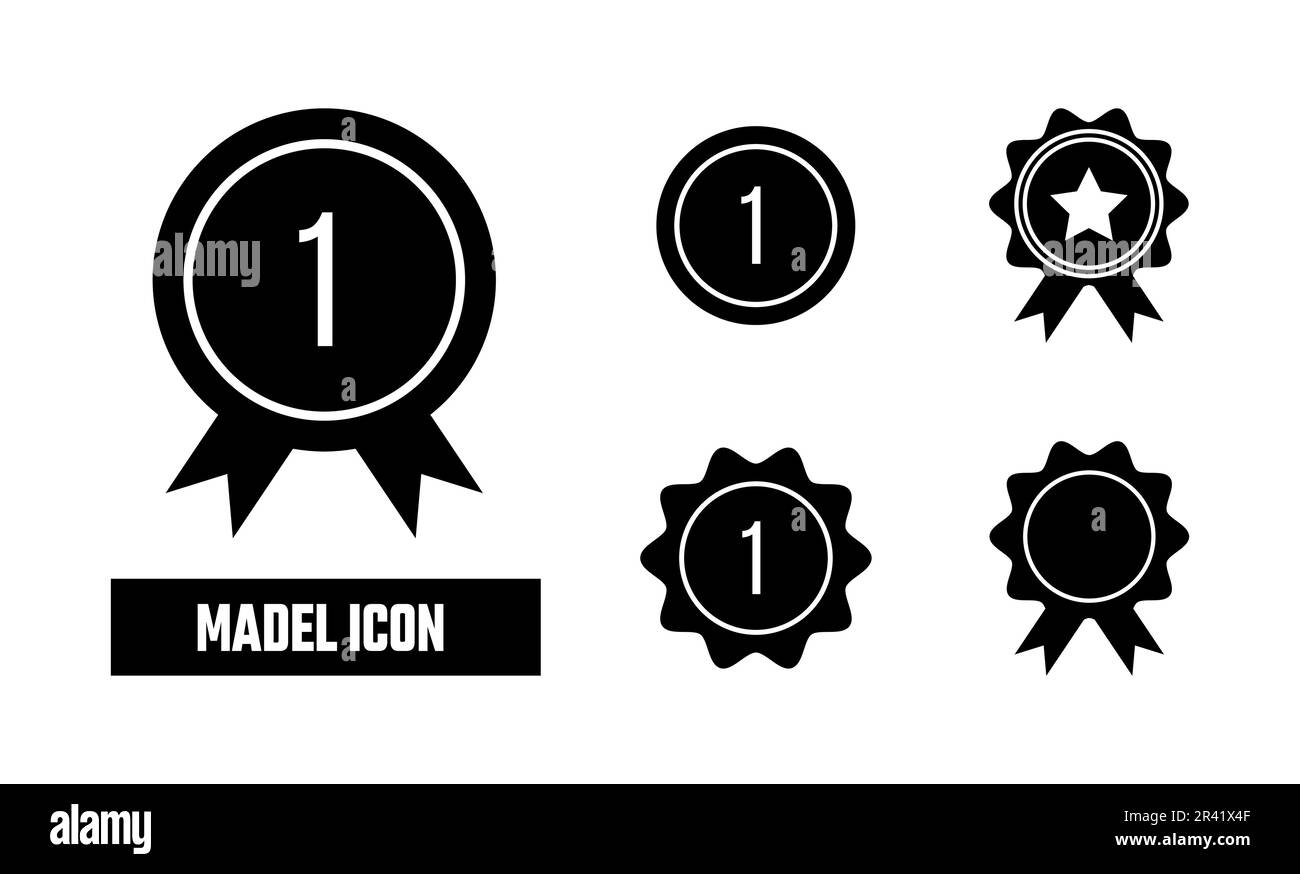 Icona riempimento medaglia simbolo vettore. Icona Medaglia Glifo Nero Illustrazione Vettoriale