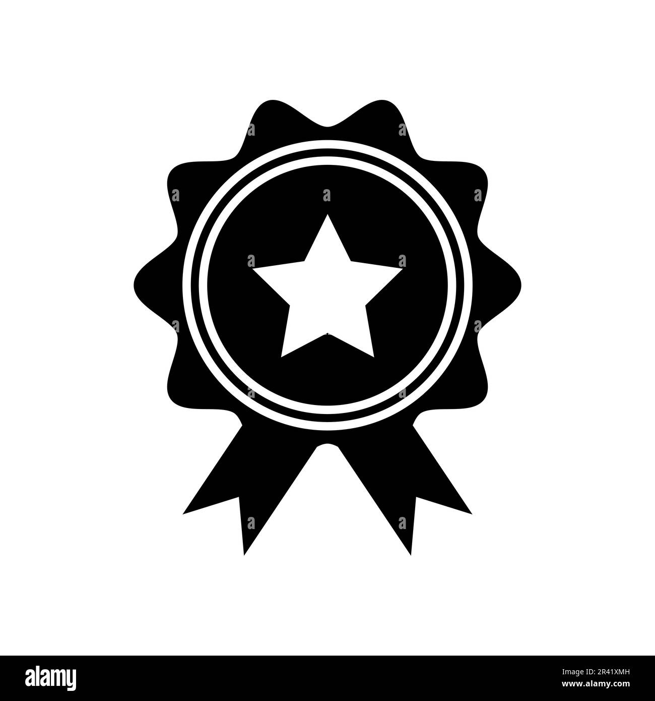 Icona riempimento medaglia simbolo vettore. Icona Medaglia Glifo Nero Illustrazione Vettoriale