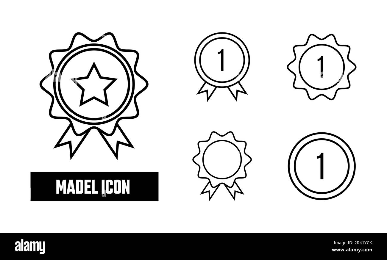 Vettore simbolo icona lineare medaglia. Icona medaglia con contorno nero Illustrazione Vettoriale