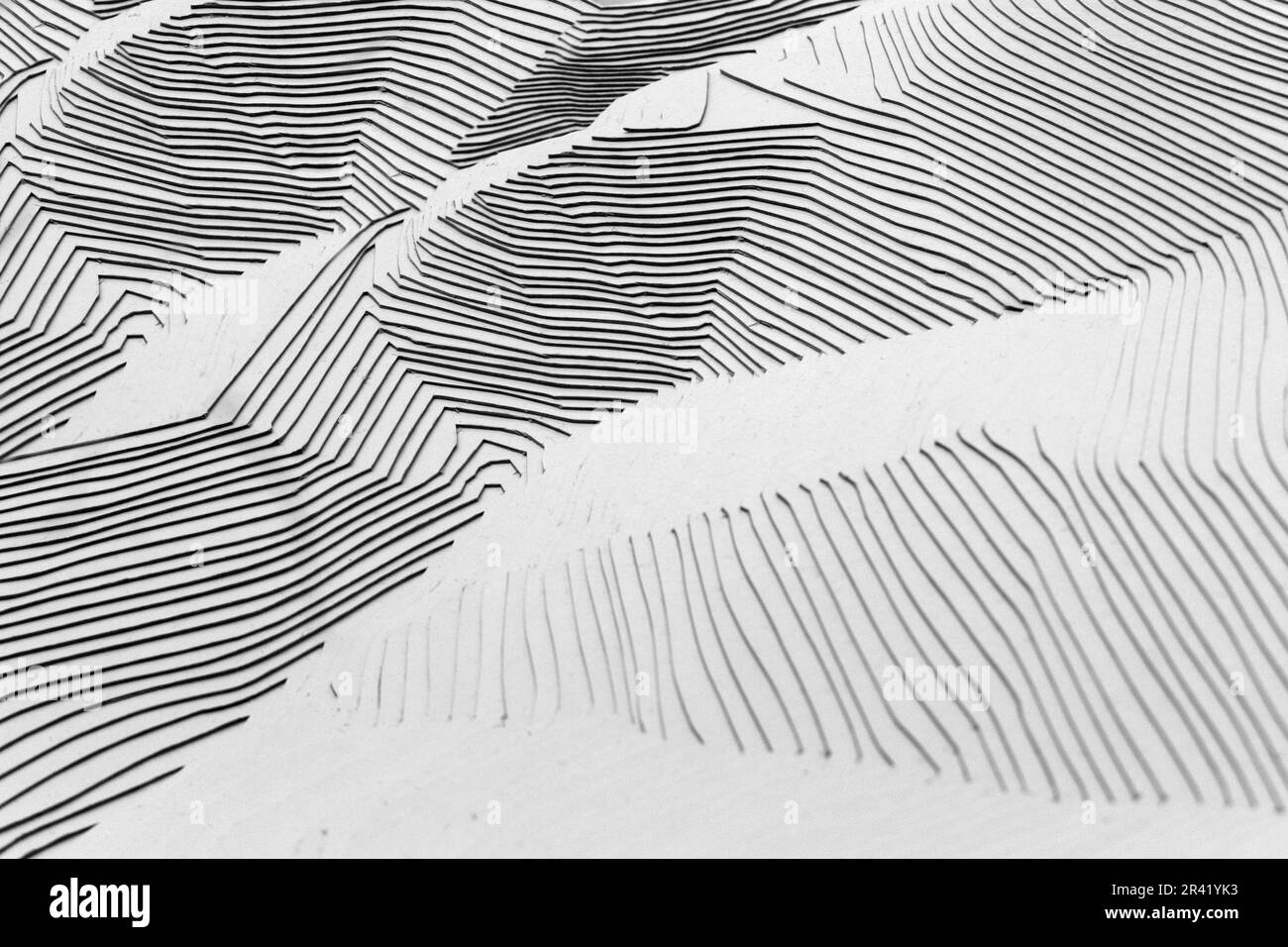 Linea della topografia della mappa. Concetto di mappa topografica astratta. Onde 3D. Sfondo cartografico. Infografiche del modello di mappa. Sfondo ondulato. Cartone. Bianco Foto Stock