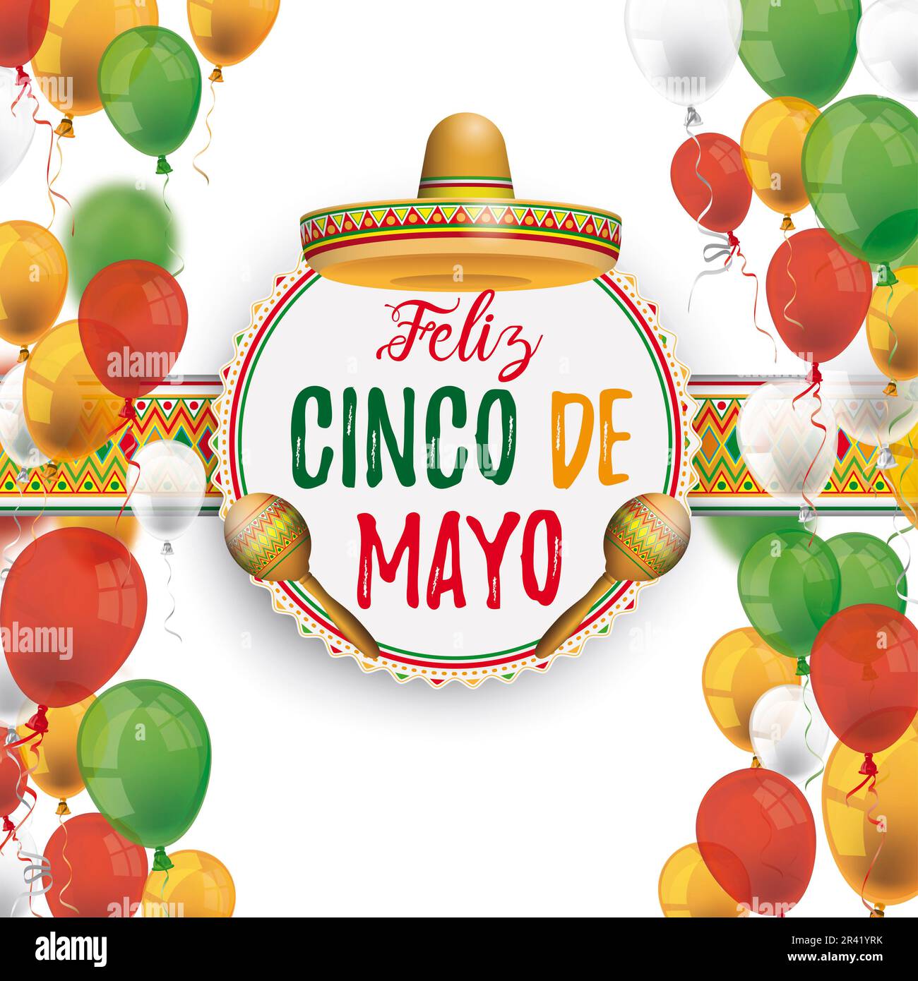 Cinco de Mayo Grande emblema ornamento Banner Balloons lati Foto Stock