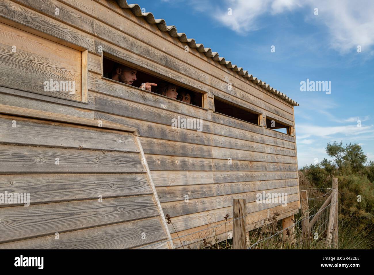 Persone che guardano uccelli, Parc Natural SAlbufera di Maiorca, Maiorca, Isole Baleari, Spagna. Foto Stock