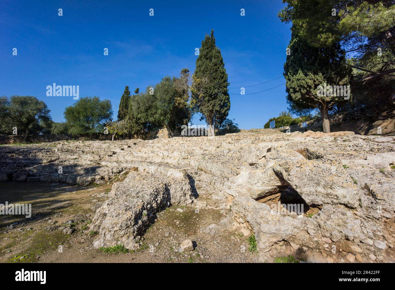 Tether, città romana di Pollentia, epoca repubblicana, 123 a.C., fondata da Quintus Caecilius Metellus, Alcudia, Mallorca, Isole Baleari, Spagna. Foto Stock