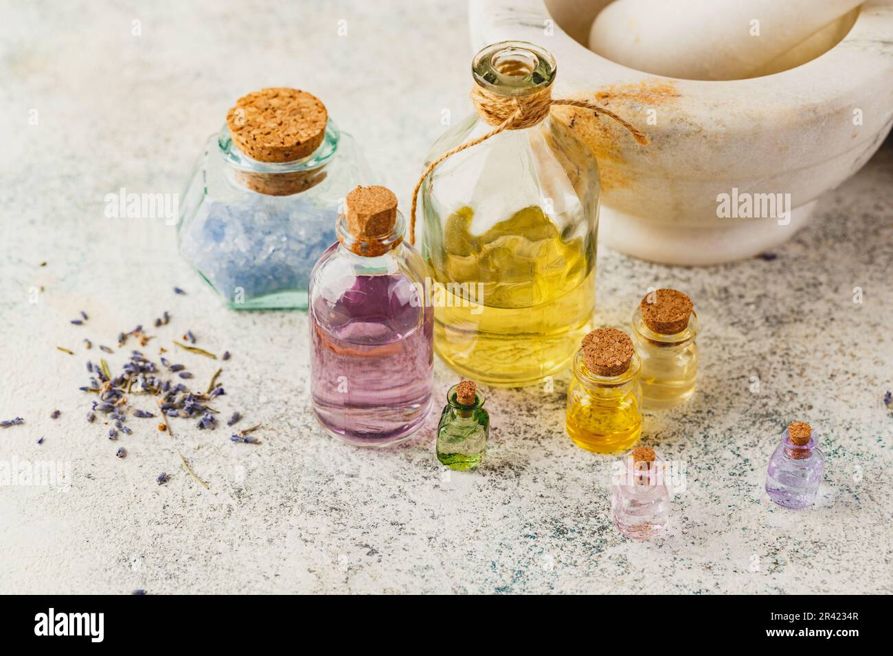 Essenziale olio aromatico Foto Stock