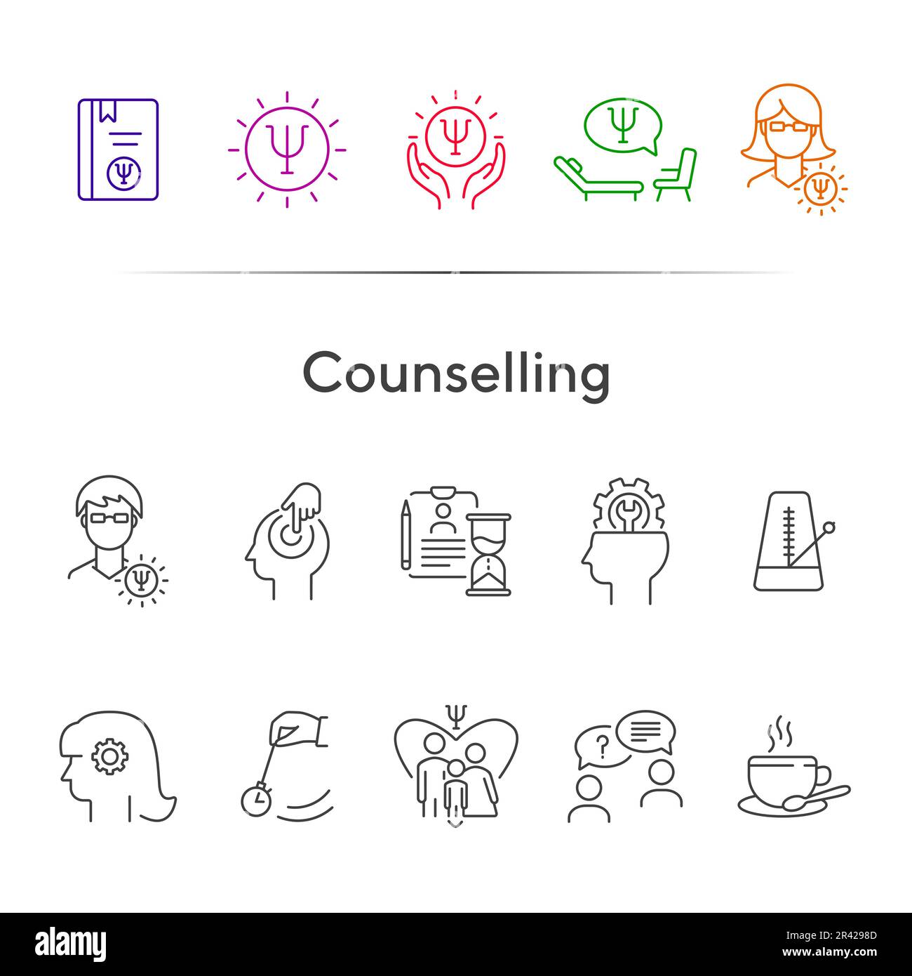 Set di icone della linea di consulenza Illustrazione Vettoriale
