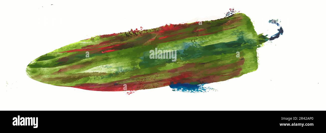 Un pepe verde di jalapeno è visto in un dipinto di acquerello isolato su uno sfondo bianco in questa illustrazione 3-d. Illustrazione Vettoriale