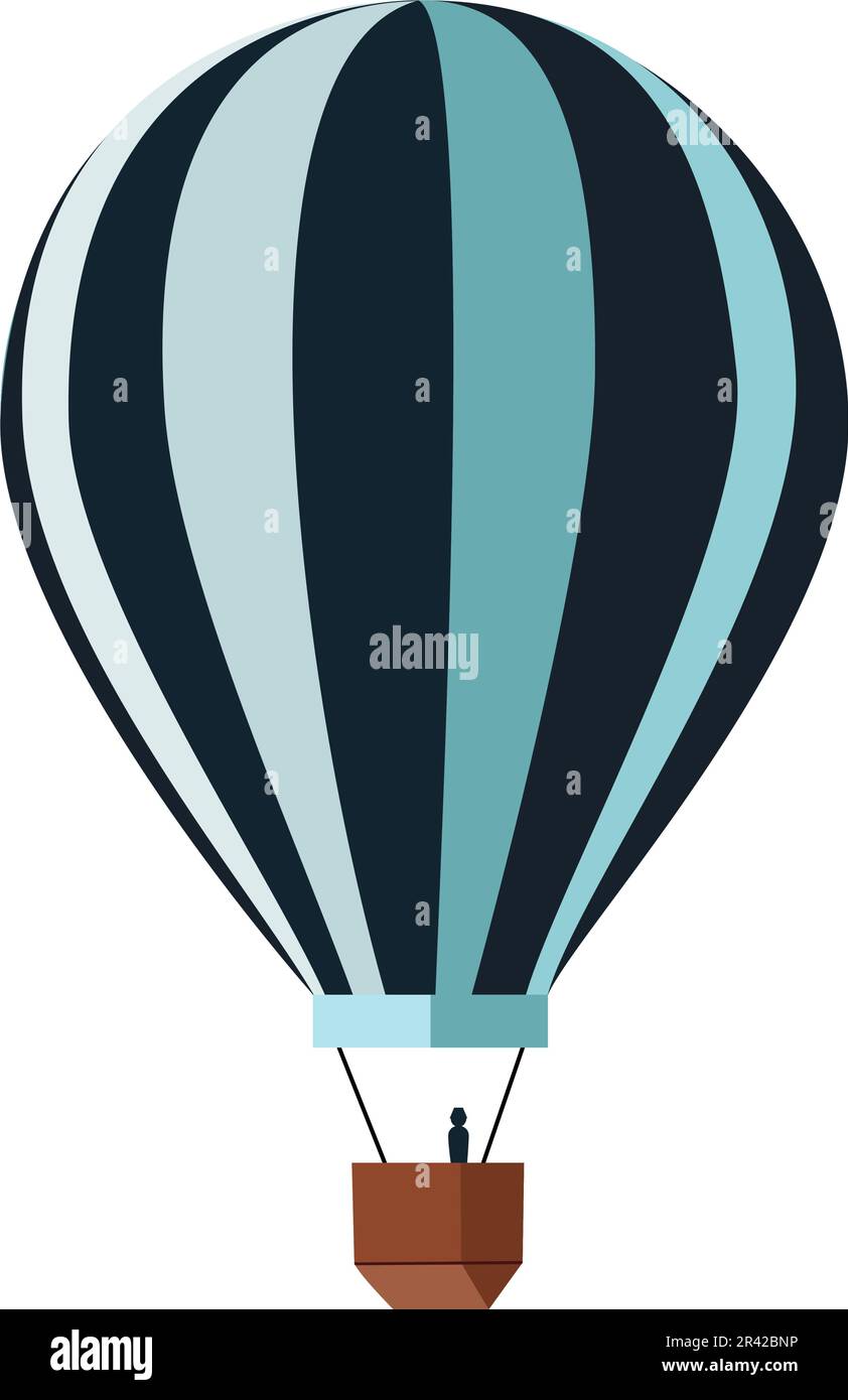 Palloncino ad aria a strisce calde con tecnica piatta. Illustrazione vettoriale Illustrazione Vettoriale